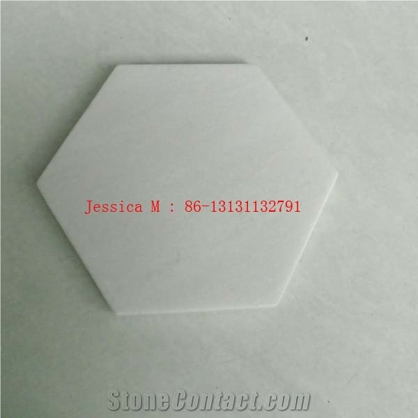 Hexagonal Pure White Marble Pastry Board Tray / Hexagonal Marble Cheese Board /Hexagonal Marble Serving Board