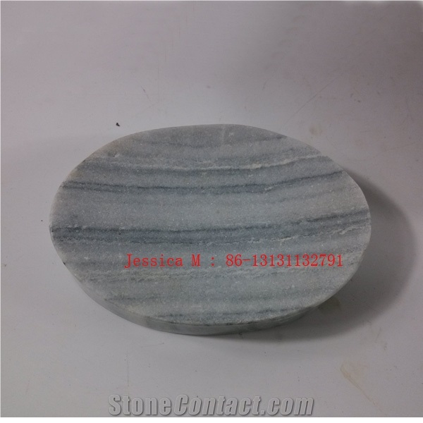 Matt Surface Oval Shape Grey Marble Soap Dish