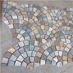 Multicolored Slate Flagstone Mats/ Meshed Slate Flagstone/Natural Slate Tiles