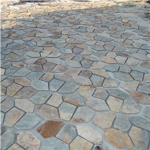 Natural Black Slate Flagstone Pattern/Crazing Paving Stone/Irregular Mesh Paver