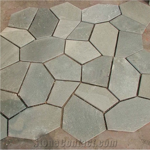 Natural Grey Slate Flagstone Pattern/Crazing Paving Stone/Irregular Mesh Paver