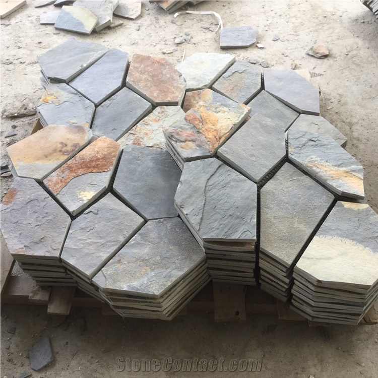 Natural Multicolor Slate Flagstone Pattern/Crazing Paving Stone ...