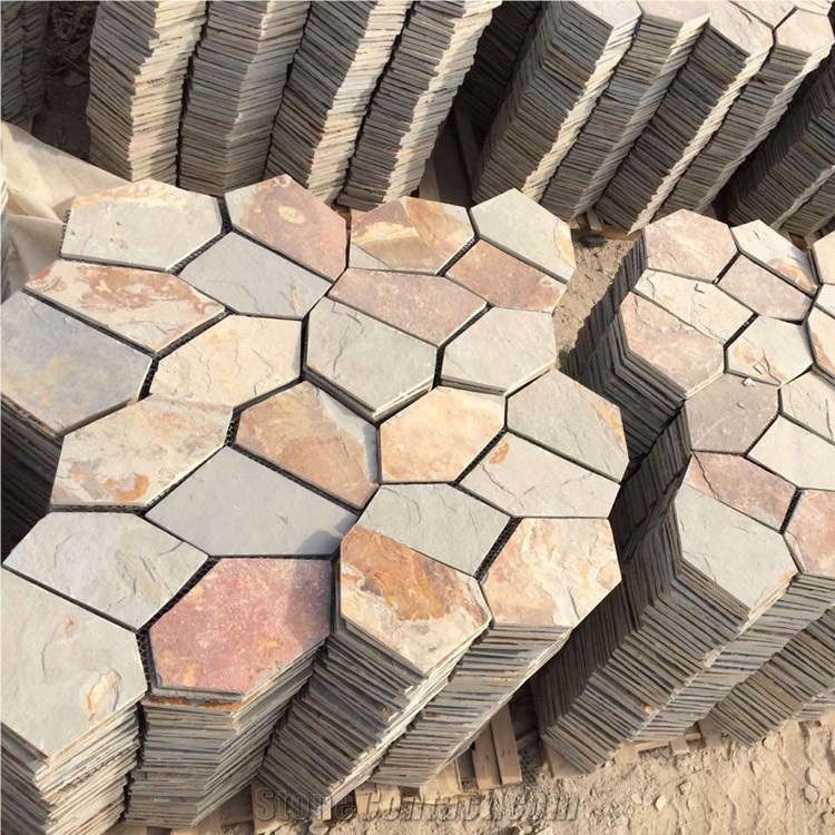 Natural Multicolor Slate Flagstone Pattern/Crazing Paving Stone