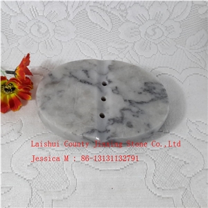 Oval Grey Marble Soap Dish with Drain Holes
