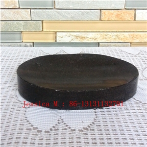 Oval Shape Black Marble Soap Dish