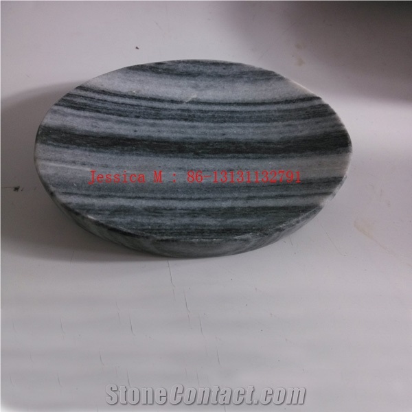 Oval Shape Grey Marble Soap Dish