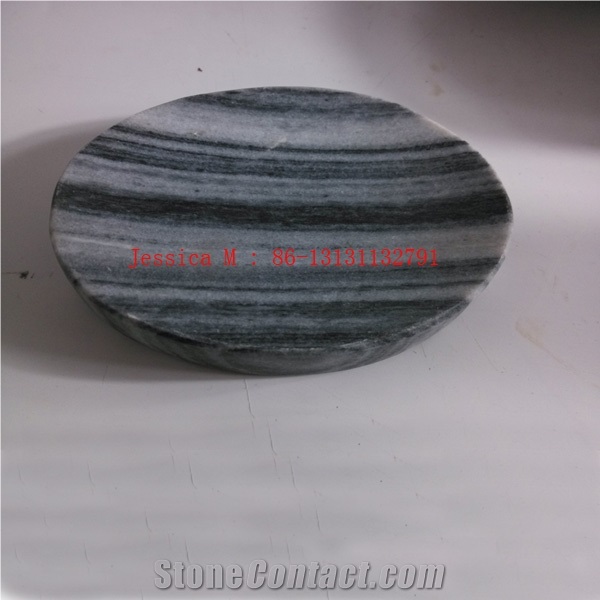 Oval Shape Grey Marble Soap Dish from China
