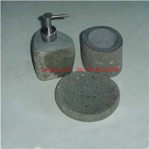 Pebble Stone Liquid Soap Dispenser Soap Dish Tray Tumbler Mug Natural River Rock Bathroom Accessories Set