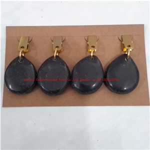 Polished Black Stone with Golden Clips Tablecloth Weights