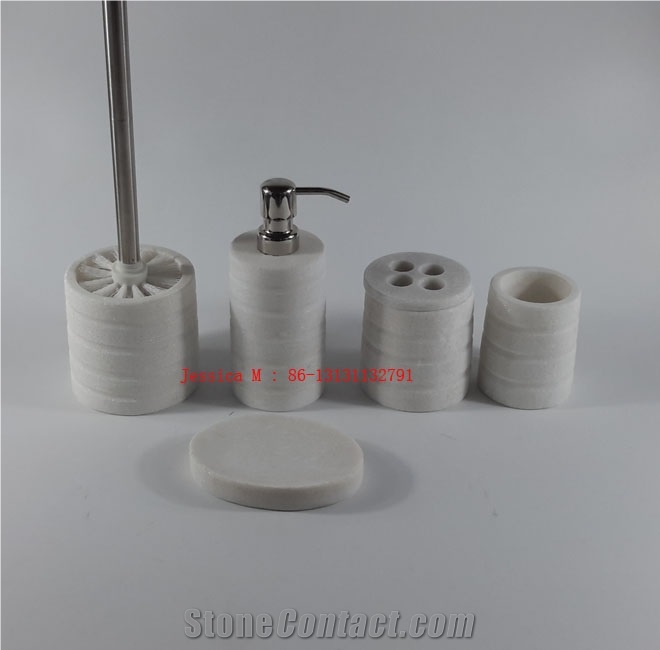 Pure White Hotel Bathroom Accessory Set /White Marble Bathroom Accessory Set / White Marble Bath Sets