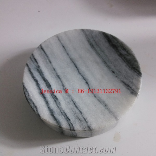 Round Grey Marble Soap Dish