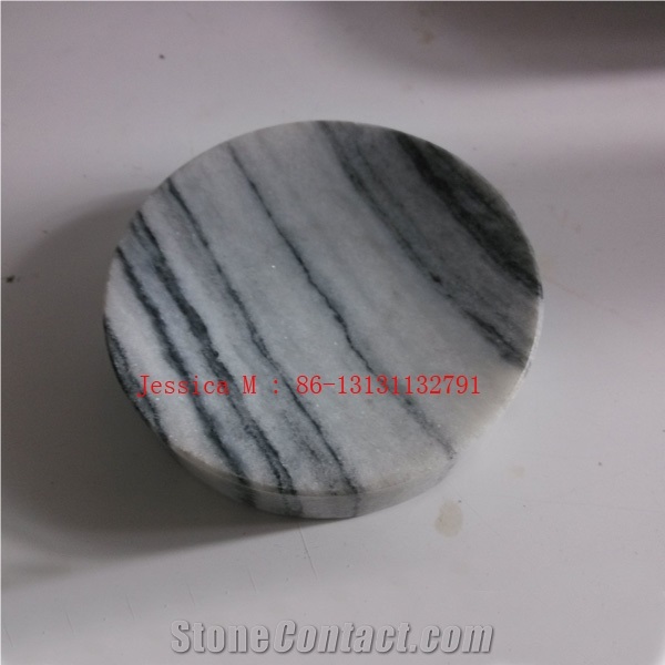Round Grey Marble Soap Dish