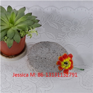 Round Rough Surface Grey Granite Soap Dish