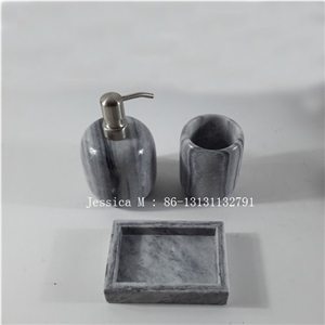 Stone Bath Collection, Grey Marble Tray, Marble Soap Dispenser, Marble Tumbler