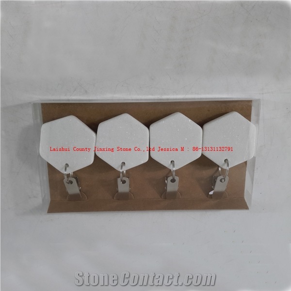 White Marble Hexagonal Shape Stone Tablecloth Weights