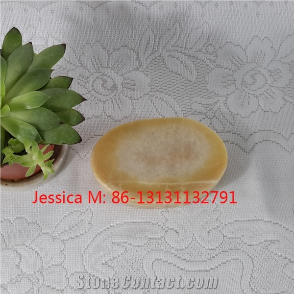 Yellow Jade Marble Soap Dish / Yellow Jade Marble Soap Holder