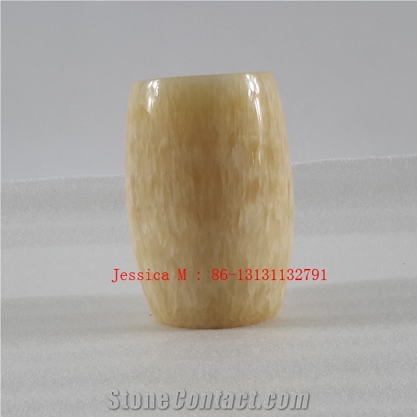 Yellow Jems Tumbler, Yellow Marble Bath Accessories