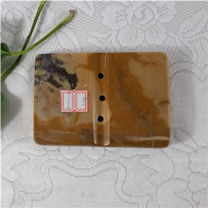 Yellow Marble Soap Dish with Drain Holes