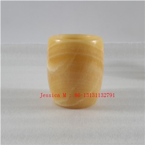 Yellow Marble Toothbrush Holder Bath Accessory