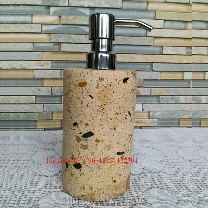 Yellow Sandstone Pump Dispenser, White, Size: Lotion Disp