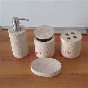 Yellow Sandstone Soap Dispenser ,Sandstone Soap Dish , Sandstone Toothbrush Holder , Sandstone Tumbler