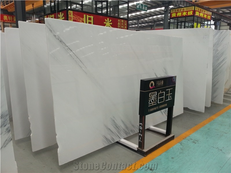Chinese Painting Crystal White Marble Polished Slabs