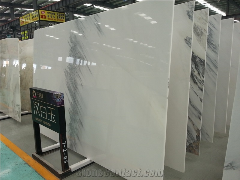 Chinese Painting Crystal White Marble Polished Slabs