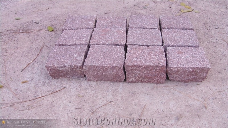 G666 Red Porphyry Shouning Red Flamed Split Natural Cleft Cubes Pavers
