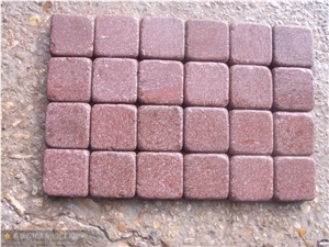 G666 Red Porphyry Shouning Red Tumbled Cube Paver