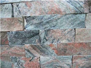 Multicolor Red Granite Cleft Natural Split Walling Tiles Wallstone