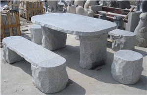 Natural Stone Granite Table Benches Garden Patio Table Sets