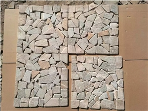 Quartzite Mosaic Split Face/Tumbled Wall Stone Mosaic Patio
