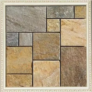 Quartzite Mosaic Wall Stone Veneer Mesh Mounted Pattern Mosaics