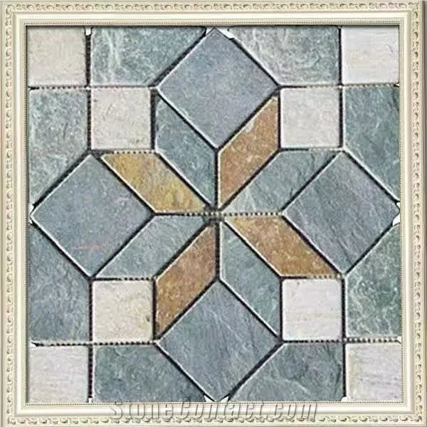 Quartzite Mosaic Wall Stone Veneer Mesh Mounted Pattern Mosaics