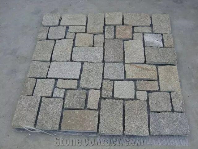 White and Red Quartzite Cube Stone & Pavers, Floor Covering, Courtyard Road Pavers, Driveway Paving Stone