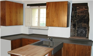 Kitchen Work Tops and Sinks Made Of Pietra Di Matraia Sandstone, Grey Sandstone Countertops