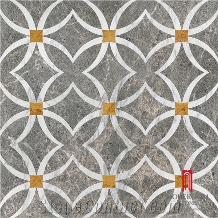 Artistic Inset Medallion Marble Natural Stone Waterjet Polished Floor Tiles