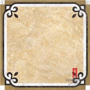 Artistic Inset Medallion Marble Natural Stone Waterjet Polished Floor Tiles