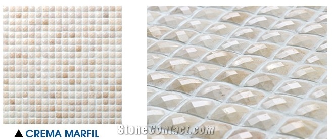 Diamond-Like Marble Mosaic Waterjet Mosaic Tile Design Marble Wall Tile