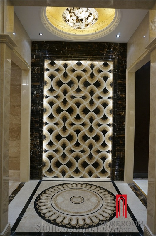 Natural Stone Tile Artistic Waterjet Marble Designs Pattern Medallion Floor Tiles