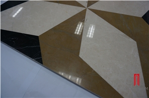 Polished Marble Floor Tiles Waterjet Medallion Marble Laminated Panel Tile
