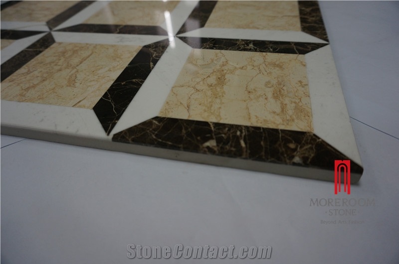 Polished Marble Flooring Design Composited Waterjet Marble Medallion Tile