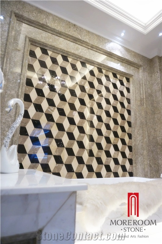 Turkish Grey Medallion Marble Magic Cube Marble Tile Polished Waterjet Flooring Tiles Design