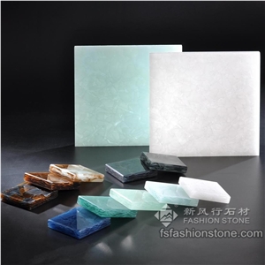 Techno Glass/Decorative Mixed Green Onyx Laminated Glass Jade Glass Bathroom Countertops/Bathroom Vanity Tops