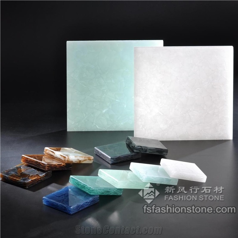 Techno Glass/Decorative White Laminated Glass Jade Glass Translucent Stone Glass Tile for Walling