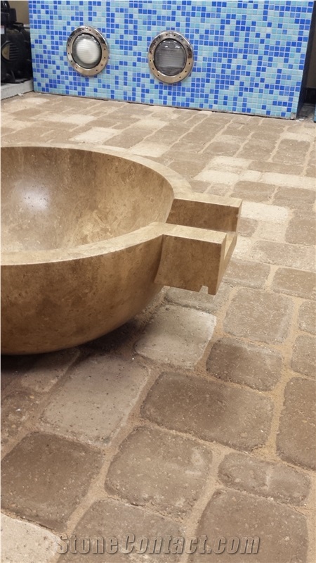 Brown Sinks Made by Natural Stone, Scabos Travertine Basins
