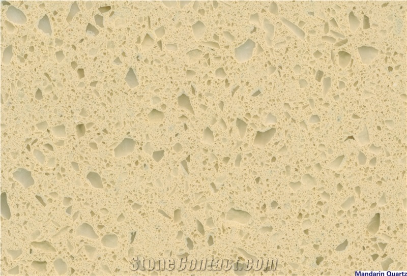 Almond Color Artificial / Engineered Quartz Kitchen Countertop Island Top Surfaces Manmade in China with Oem and Customized Services