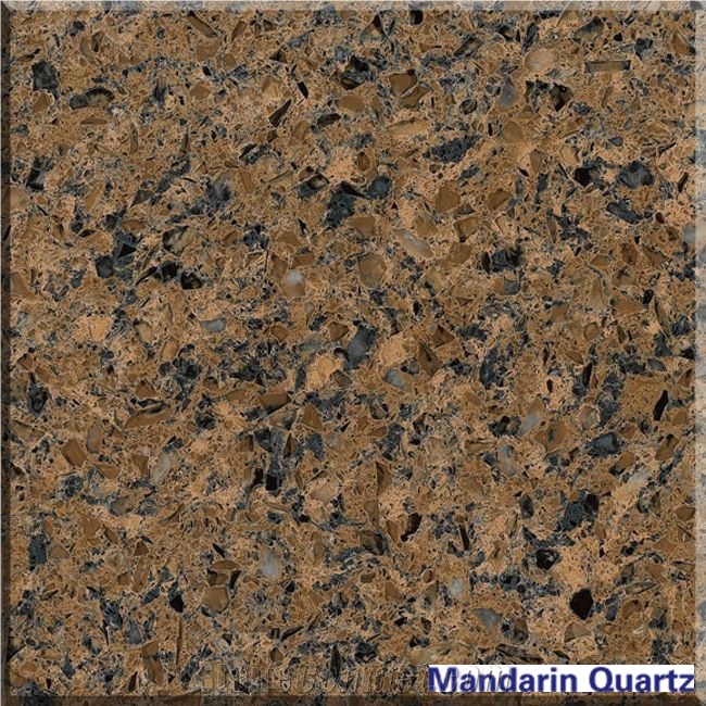 Artificial Engineered Brown Quartz Stone Slab Premium Quality in Various Edge Profiles and Custom Sizes Wholesale from Guangdong China