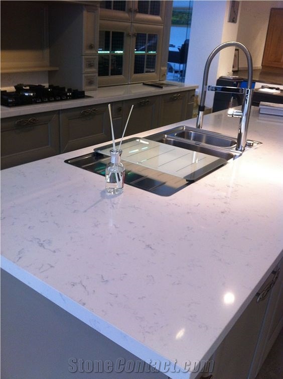 Carrara And Glacier White Quartz Countertops Island Tops For