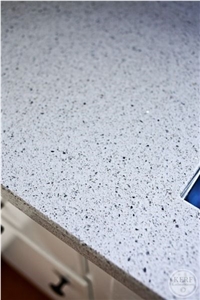 Gray Quartz with Black Spots Quartz Kitchen Surfaces Countertops Island Top 1 1/5" Inch Thickness Available